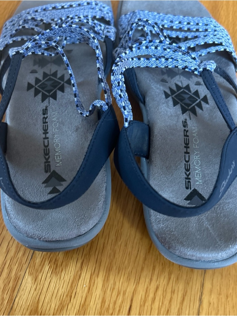 Skechers Regge Slim Women's Navy Blue Braided Strap Memory Foam Sandals Size~9 - Picture 3 of 5